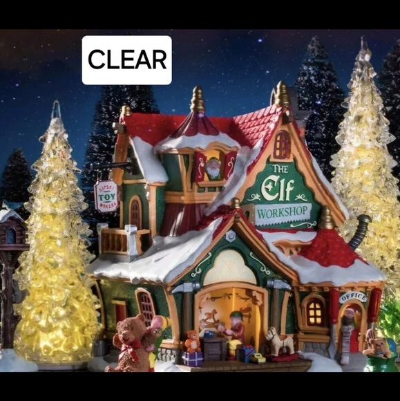 Lemax 3 Color Changing Christmas Village Trees Set of 4 Blue Green Clear - Picture 5 of 9